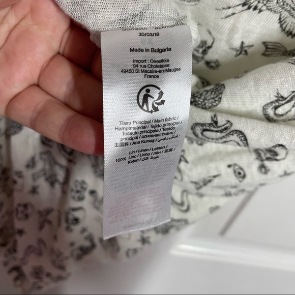 Ikks Women Skull Printed Linen V Neck Tee Size XS - Picture 7 of 7